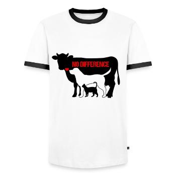 Animaux vache chien chat AUCUN DIFFÉRENCE cadeau végétalien - T-shirt contrasté Homme - blanc/noir - Devant - AI Model Female 172 light (172cm) & AI Model Male 178 dark (178cm)