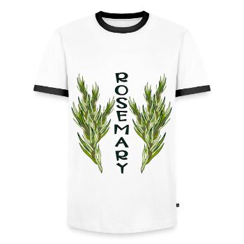 PLANTES DE ROMARIN - JARDIN - ÉPICES DE CUISSON - HERBES - T-shirt contrasté Homme - blanc/noir - Devant - AI Model Female 172 light (172cm) & AI Model Male 178 dark (178cm)
