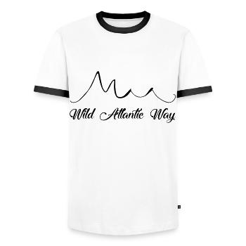Wild Atlantic Way, Ireland - Men's Ringer Shirt - white/black - Front - AI Model Female 172 light (172cm) & AI Model Male 178 dark (178cm)