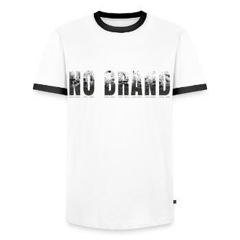 NO BRAND - URBAN STYLE - Men's Ringer Shirt - white/black - Front - AI Model Female 172 light (172cm) & AI Model Male 178 dark (178cm)