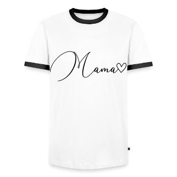 Mom Font - Men's Ringer Shirt - white/black - Front - AI Model Female 172 light (172cm) & AI Model Male 178 dark (178cm)