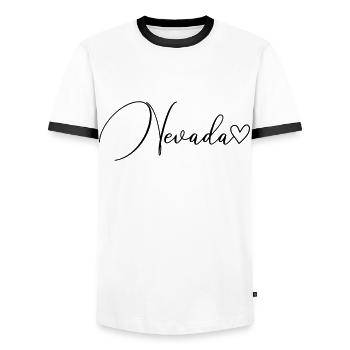Écriture du Nevada - T-shirt contrasté Homme - blanc/noir - Devant - AI Model Female 172 light (172cm) & AI Model Male 178 dark (178cm)