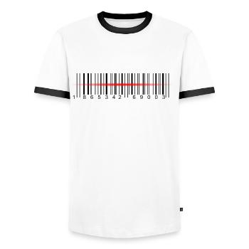 Barcode Scanner - Männer Kontrast-T-Shirt - Weiß/Schwarz - Vorne - AI Model Female 172 light (172cm) & AI Model Male 178 dark (178cm)