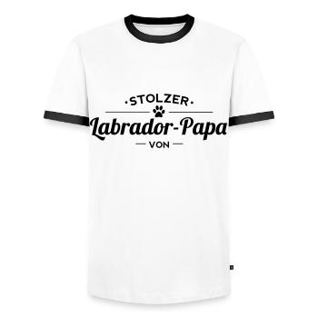 Labrador-Papa Wunschname - Männer Kontrast-T-Shirt - Weiß/Schwarz - Vorne - AI Model Female 172 light (172cm) & AI Model Male 178 dark (178cm)