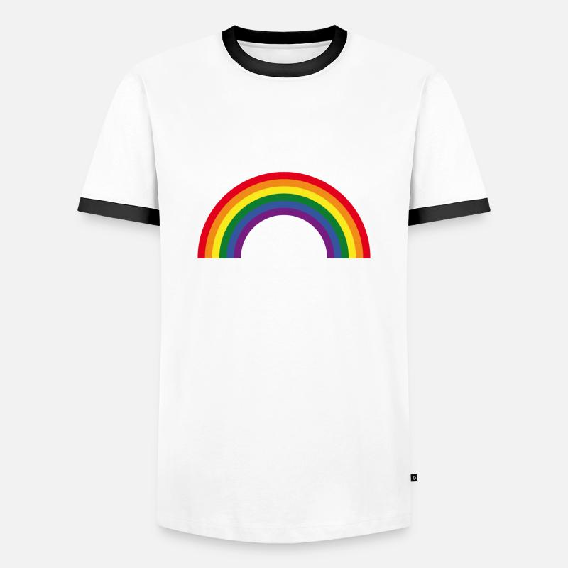 Regenbogen / Rainbow (6er) - Männer Kontrast-T-Shirt - Weiß/Schwarz