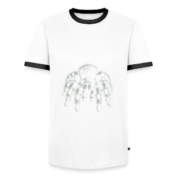 Vogelspinne Tarantel und lustiger Spinnenspruch - Männer Kontrast-T-Shirt - Weiß/Schwarz - Vorne - AI Model Female 172 light (172cm) & AI Model Male 178 dark (178cm)