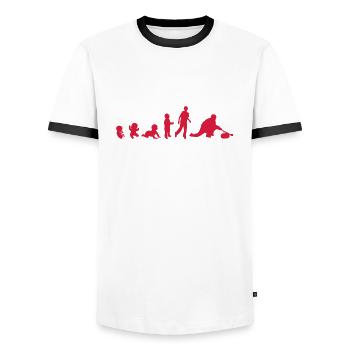 evolution homme human sport curling - T-shirt contrasté Homme - blanc/noir - Devant - AI Model Female 172 light (172cm) & AI Model Male 178 dark (178cm)