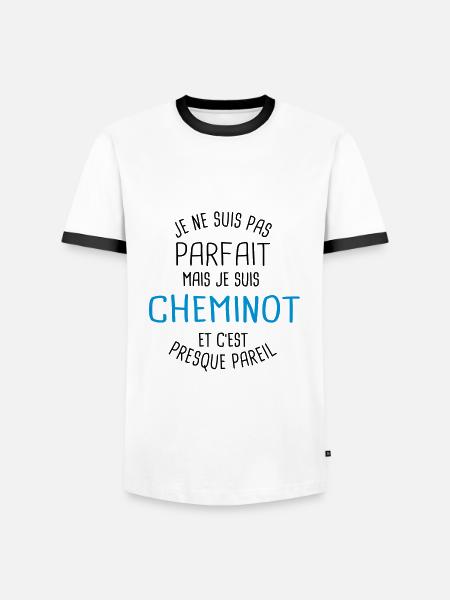 Pas parfait mais cheminot - T-shirt contrasté Homme - blanc/noir