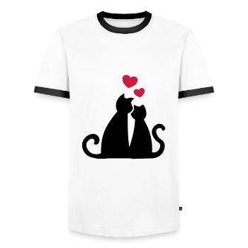 Cat love Cat love Cats in love gift idea - Men's Ringer Shirt - white/black - Front - AI Model Female 172 light (172cm) & AI Model Male 178 dark (178cm)