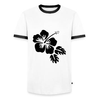 Hibiscus Blossom Blossom fleur Flower - Men's Ringer Shirt - white/black - Front - AI Model Female 172 light (172cm) & AI Model Male 178 dark (178cm)