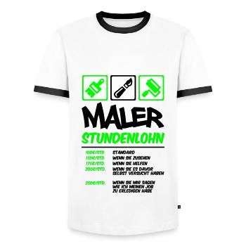 Farbe änderbar | Maler Stundenlohn - Männer Kontrast-T-Shirt - Weiß/Schwarz - Vorne - AI Model Female 172 light (172cm) & AI Model Male 178 dark (178cm)