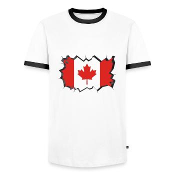 Kanada Flagge Ahorn Ahornblatt Maple Leaf Canada - Männer Kontrast-T-Shirt - Weiß/Schwarz - Vorne - AI Model Female 172 light (172cm) & AI Model Male 178 dark (178cm)