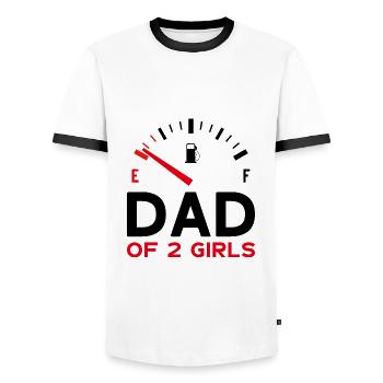 DAD OF 2 GIRLS VATERTAG - Männer Kontrast-T-Shirt - Weiß/Schwarz - Vorne - AI Model Female 172 light (172cm) & AI Model Male 178 dark (178cm)