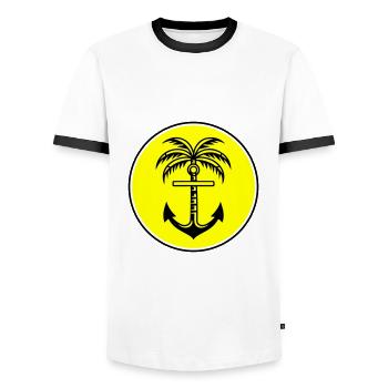 Icône d’ancre de palmier - T-shirt contrasté Homme - blanc/noir - Devant - AI Model Female 172 light (172cm) & AI Model Male 178 dark (178cm)