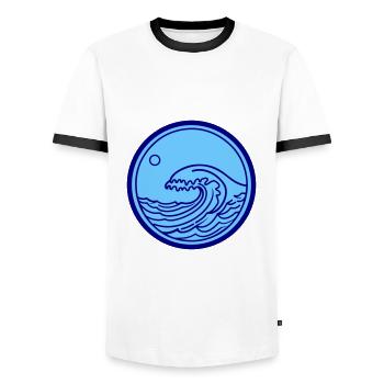 Sea Ocean Wave Water - Men's Ringer Shirt - white/black - Front - AI Model Female 172 light (172cm) & AI Model Male 178 dark (178cm)