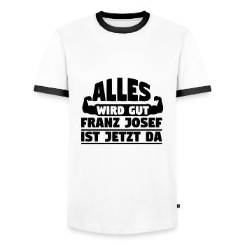 Alles wird gut Franz Josef ist jetzt da - Männer Kontrast-T-Shirt - Weiß/Schwarz - Vorne - AI Model Female 172 light (172cm) & AI Model Male 178 dark (178cm)