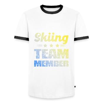 Équipe de ski - T-shirt contrasté Homme - blanc/noir - Devant - AI Model Female 172 light (172cm) & AI Model Male 178 dark (178cm)