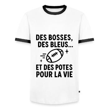 Le rugby des potes Rugby rugbyman Sport - T-shirt contrasté Homme - blanc/noir - Devant - AI Model Female 172 light (172cm) & AI Model Male 178 dark (178cm)