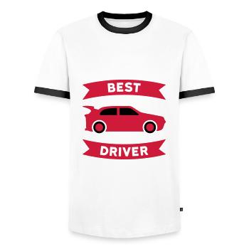 Meilleur pilote de voiture de sport (voiture de sport, bannière) - T-shirt contrasté Homme - blanc/noir - Devant - AI Model Female 172 light (172cm) & AI Model Male 178 dark (178cm)