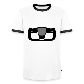 Tesla Yoke Steering Wheel Model S X Plaid + Jet - Men's Ringer Shirt - white/black - Front - AI Model Female 172 light (172cm) & AI Model Male 178 dark (178cm)