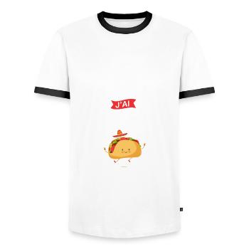 je peux pas j ai tacos taco chef cuisine mexicaine - T-shirt contrasté Homme - blanc/noir - Devant - AI Model Female 172 light (172cm) & AI Model Male 178 dark (178cm)