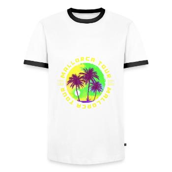 Mallorca Tour Palm Tree Holidays - Men's Ringer Shirt - white/black - Front - AI Model Female 172 light (172cm) & AI Model Male 178 dark (178cm)