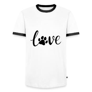 Love Hunde Pfote - Männer Kontrast-T-Shirt - Weiß/Schwarz - Vorne - AI Model Female 172 light (172cm) & AI Model Male 178 dark (178cm)