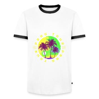Prague Tour Palm Trees Holidays - Men's Ringer Shirt - white/black - Front - AI Model Female 172 light (172cm) & AI Model Male 178 dark (178cm)