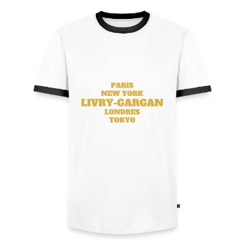 Livry Gargan - Unique streets, unique style. - T-shirt contrasté Homme - blanc/noir - Devant - AI Model Female 172 light (172cm) & AI Model Male 178 dark (178cm)