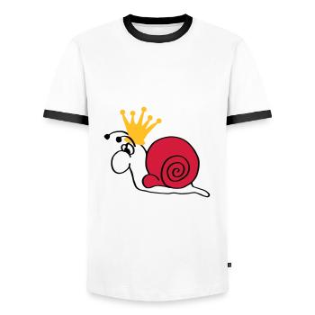 Schnecke Schneckenkönig mit Krone - Männer Kontrast-T-Shirt - Weiß/Schwarz - Vorne - AI Model Female 172 light (172cm) & AI Model Male 178 dark (178cm)