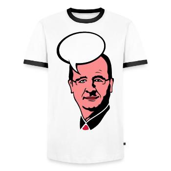 francois holland Präsident Blase Führer - Männer Kontrast-T-Shirt - Weiß/Schwarz - Vorne - AI Model Female 172 light (172cm) & AI Model Male 178 dark (178cm)