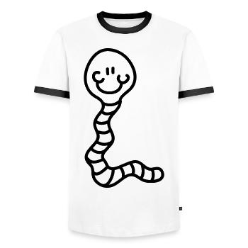 Worm - Line - Men's Ringer Shirt - white/black - Front - AI Model Female 172 light (172cm) & AI Model Male 178 dark (178cm)