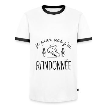 Randonnée Rando randonneur - T-shirt contrasté Homme - blanc/noir - Devant - AI Model Female 172 light (172cm) & AI Model Male 178 dark (178cm)