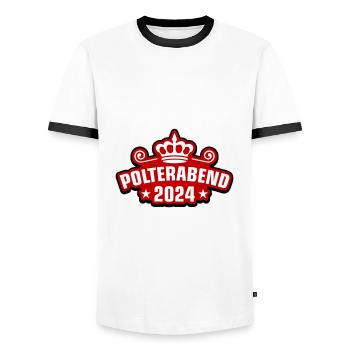 Bachelor Party 2024 - Men's Ringer Shirt - white/black - Front - AI Model Female 172 light (172cm) & AI Model Male 178 dark (178cm)