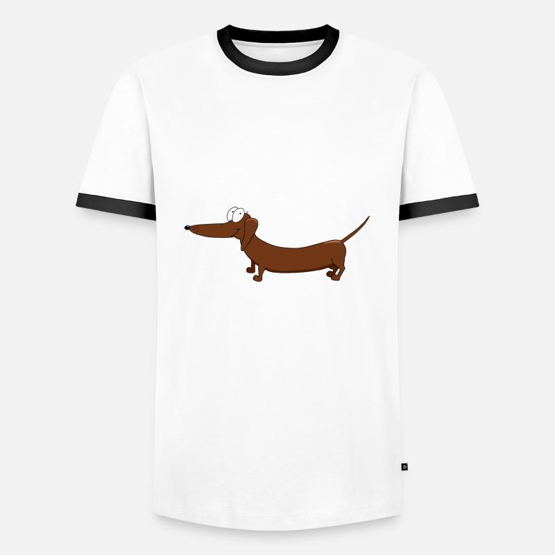 Funny Dachshund Comic Drawing - Men's Ringer Shirt - white/black