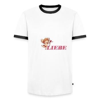 Ich Liebe Dich Amor - Männer Kontrast-T-Shirt - Weiß/Schwarz - Vorne - AI Model Female 172 light (172cm) & AI Model Male 178 dark (178cm)