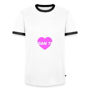 Cœur d’équipe végétalien - T-shirt contrasté Homme - blanc/noir - Devant - AI Model Female 172 light (172cm) & AI Model Male 178 dark (178cm)