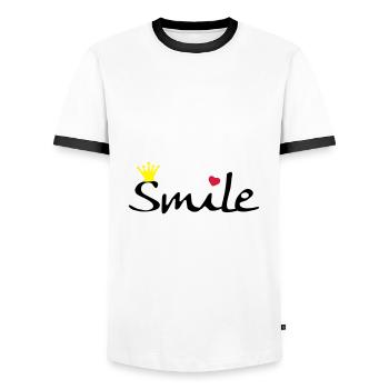 Smile - Männer Kontrast-T-Shirt - Weiß/Schwarz - Vorne - AI Model Female 172 light (172cm) & AI Model Male 178 dark (178cm)