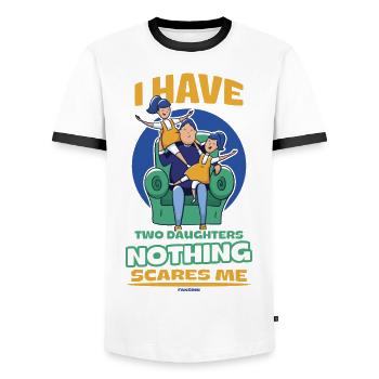 Father and daughter - Men's Ringer Shirt - white/black - Front - AI Model Female 172 light (172cm) & AI Model Male 178 dark (178cm)