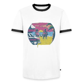 Hawaii - Men's Ringer Shirt - white/black - Front - AI Model Female 172 light (172cm) & AI Model Male 178 dark (178cm)