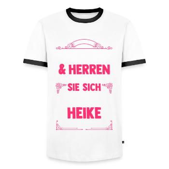 Heike - Männer Kontrast-T-Shirt - Weiß/Schwarz - Vorne - AI Model Female 172 light (172cm) & AI Model Male 178 dark (178cm)