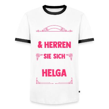 Helga - Männer Kontrast-T-Shirt - Weiß/Schwarz - Vorne - AI Model Female 172 light (172cm) & AI Model Male 178 dark (178cm)
