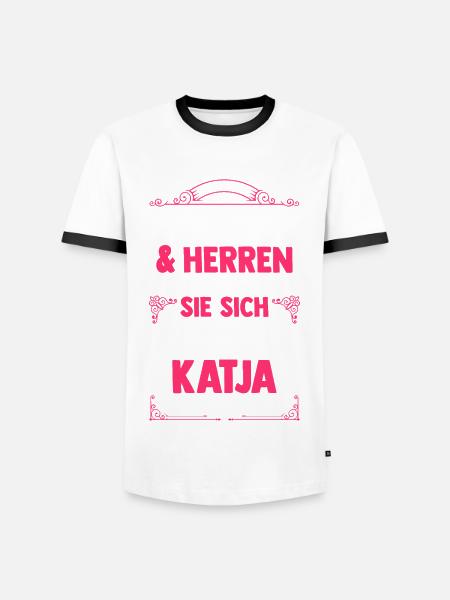 Katja - Männer Kontrast-T-Shirt - Weiß/Schwarz