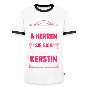 Kerstin - Männer Kontrast-T-Shirt - Weiß/Schwarz - Vorne - AI Model Female 172 light (172cm) & AI Model Male 178 dark (178cm)