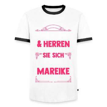 Mareike - Männer Kontrast-T-Shirt - Weiß/Schwarz - Vorne - AI Model Female 172 light (172cm) & AI Model Male 178 dark (178cm)