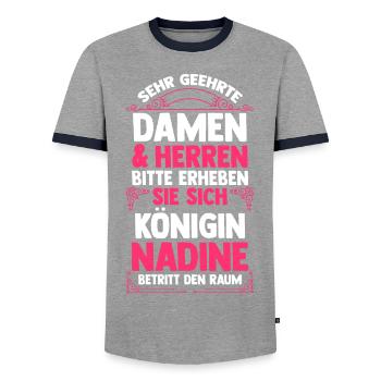 Nadine - Männer Kontrast-T-Shirt - Grau/Navy  - Vorne - AI Model Female 172 light (172cm) & AI Model Male 178 light (178cm)