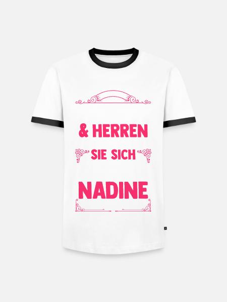 Nadine - Männer Kontrast-T-Shirt - Weiß/Schwarz