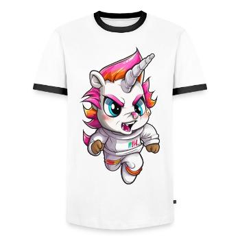 Grim Unicorn Design - Mystical Magic - T-shirt contrasté Homme - blanc/noir - Devant - AI Model Female 172 light (172cm) & AI Model Male 178 dark (178cm)