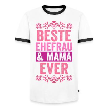 Ehefrau Mutter Mama - Männer Kontrast-T-Shirt - Weiß/Schwarz - Vorne - AI Model Female 172 light (172cm) & AI Model Male 178 dark (178cm)