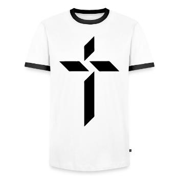 Jesus Kreuz - Männer Kontrast-T-Shirt - Weiß/Schwarz - Vorne - AI Model Female 172 light (172cm) & AI Model Male 178 dark (178cm)